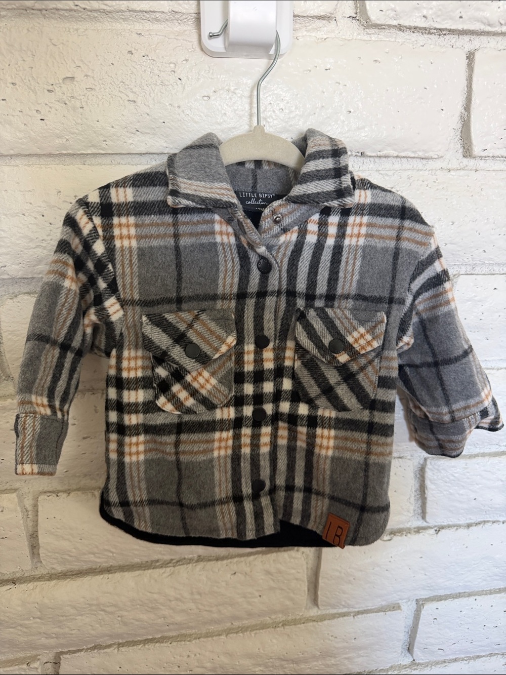 Little Bipsy Grey, Black and Tan Plaid Shacket